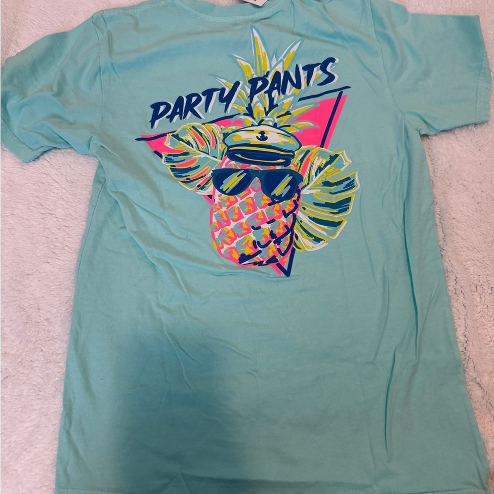 Party Pants Men's Short Sleeve Tee - Aqua Pineapple Graphic